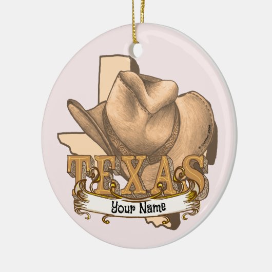 Aangepaste naam Texas Cowboy Keramisch Ornament (Links)