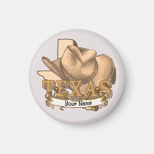 Aangepaste naam Texas Cowboy Magneet (Voorkant)