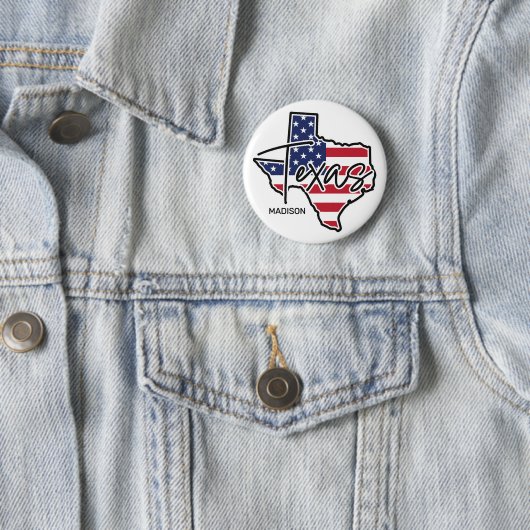 Aangepaste naam Texas Ronde Button 5,7 Cm (In situ)