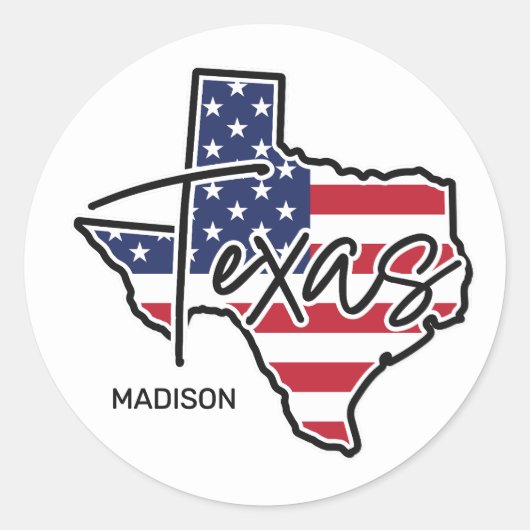 Aangepaste naam Texas Ronde Sticker (Voorkant)