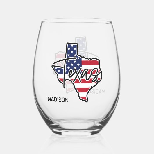 Aangepaste naam Texas Wijnglas Zonder Voet (Voorkant)