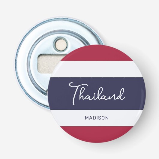Aangepaste naam Thailand Kleuren Button Flesopener (Voorkant)