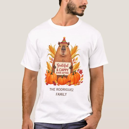 Aangepaste naam Thanksgiving Capybara Cappy Ever A T-shirt (Voorkant)