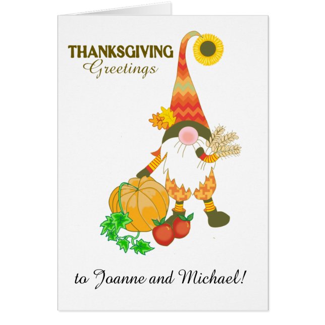 Aangepaste naam Thanksgiving Cute Gnome Pumpkin (Voorkant)