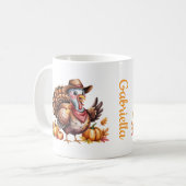 Aangepaste naam Thanksgiving kalkoen herfst Koffiemok (Voorkant links)