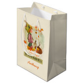 Aangepaste naam Thanksgiving Medium Cadeauzakje (Voorkant Gekanteld)
