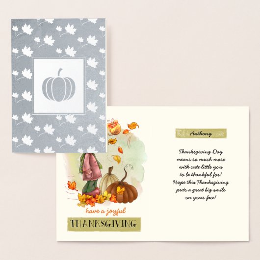 Aangepaste naam Thanksgiving Real Folie Kaarten (Display)