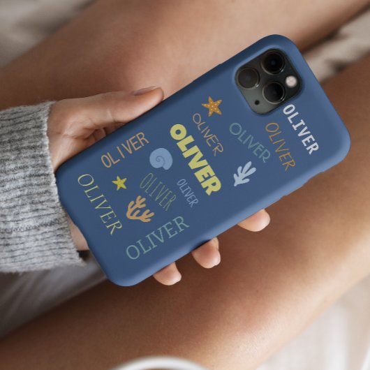 Aangepaste naam thema strand zeester Case-Mate iPhone case