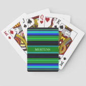 Aangepaste naam Thin Stripes Green Blue Black Pokerkaarten (Achterkant)