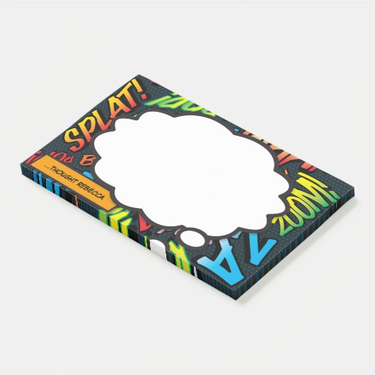 Aangepaste naam Think Bubble Fun Comic Book Post-it® Notes (Schuin)