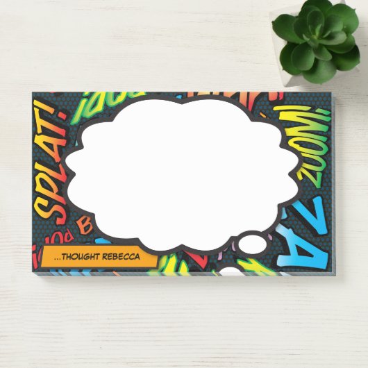 Aangepaste naam Think Bubble Fun Comic Book Post-it® Notes (Kantoor)