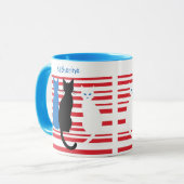 Aangepaste naam Three Cats Stripe Mok (Voorkant links)