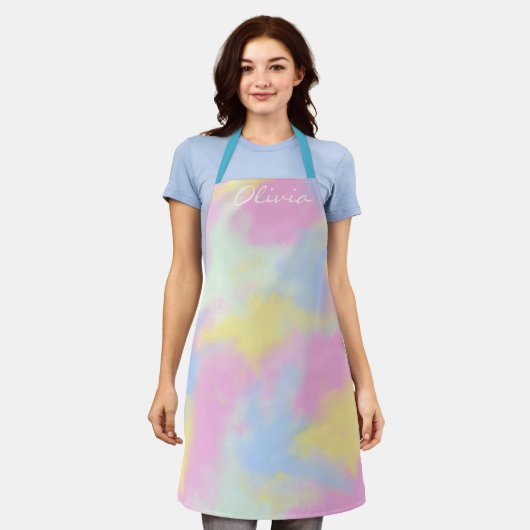 Aangepaste Naam Tie Dye Rainbow Mannen Vrouwen Schort (Gedragen)