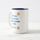 Aangepaste naam tiener niet luie energiebesparende tweekleurige koffiemok (Voorkant links)