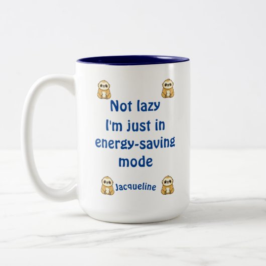 Aangepaste naam tiener niet luie energiebesparende tweekleurige koffiemok (Links)