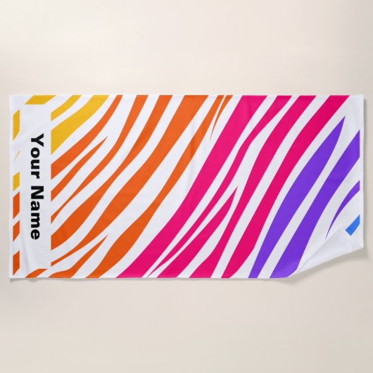 Aangepaste naam Tiger Animal Print Patroon zomer Strandlaken (Voorkant)