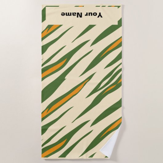 Aangepaste naam Tiger Animal Print Summer Beach To Strandlaken (Voorkant)