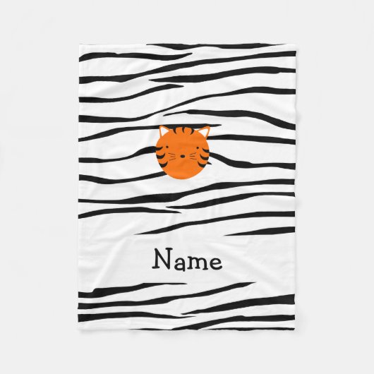 Aangepaste naam tijgergezichtsstrepen fleece deken (Voorkant)
