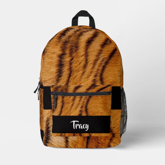 Aangepaste naam tijgerhuid bedrukte rugzak (Voorkant)