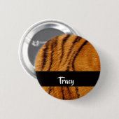 Aangepaste naam tijgerhuid ronde button 5,7 cm (Voorkant /achterkant)