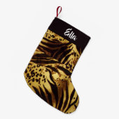 Aangepaste naam tijgerhuidafdruk kleine kerstsok (Voorkant (Hangend))