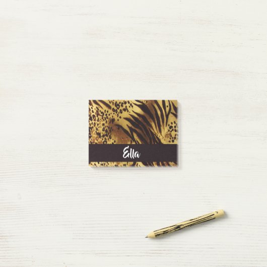 Aangepaste naam tijgerhuidafdruk post-it® notes (Op bureau)