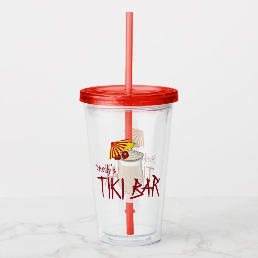 Aangepaste naam Tiki Bar Acryl Drinkbeker (Voorkant)