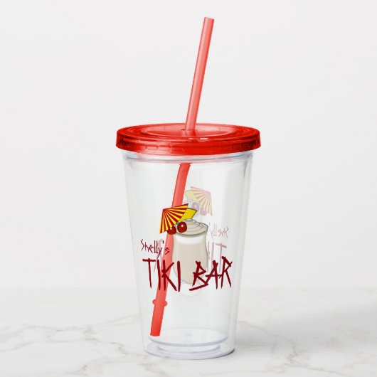 Aangepaste naam Tiki Bar Acryl Drinkbeker (Achterkant)