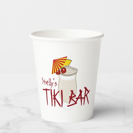 Aangepaste naam Tiki Bar Papieren Bekers (Achterkant)