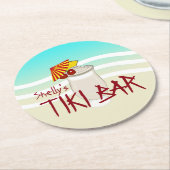 Aangepaste naam Tiki Bar Ronde Kartonnen Onderzetter (Gebogen)