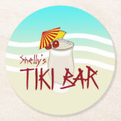 Aangepaste naam Tiki Bar Ronde Kartonnen Onderzetter (Voorkant)