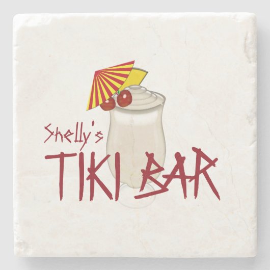 Aangepaste naam Tiki Bar Stenen Onderzetter (Voorkant)