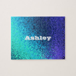 Aangepaste naam tinten blauw abstracte gradiënt legpuzzel