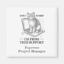 Aangepaste naam & titel Cat Tech Support Magnet