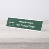 Aangepaste naam titel logo donkergroen bureau naambordje (Voorkant)
