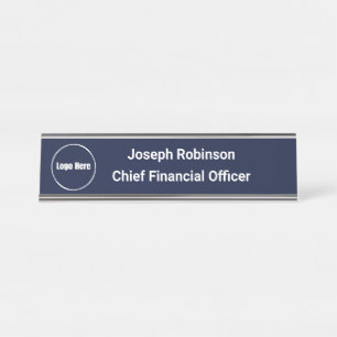 Aangepaste Naam Titel Logo Midnight Navy Blue Bureau Naambordje