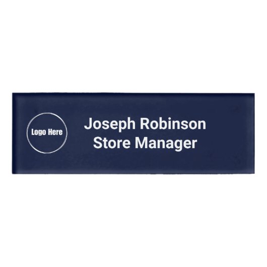 Aangepaste Naam Titel Logo Midnight Navy Blue Naambadge (Voorkant)