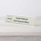 Aangepaste Naam Titel Logo White Sage Bureau Naambordje (Voorkant)