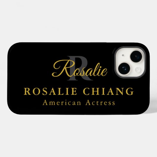 Aangepaste naam & titel met monogram Case-Mate iPhone case (Achterkant (horizontaal))