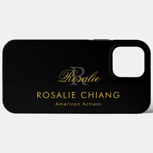 Aangepaste naam & titel met monogram Case-Mate iPhone case (Achterkant (horizontaal))