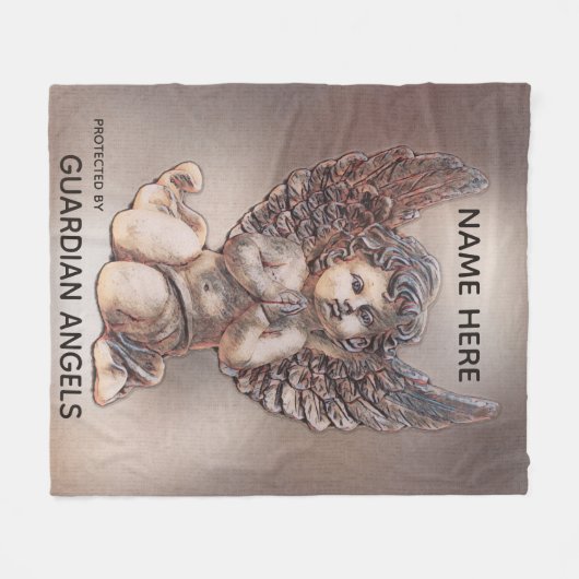 Aangepaste naam toevoegen Cherub Angel Blanket Fleece Deken (Voorkant (Horizontaal))