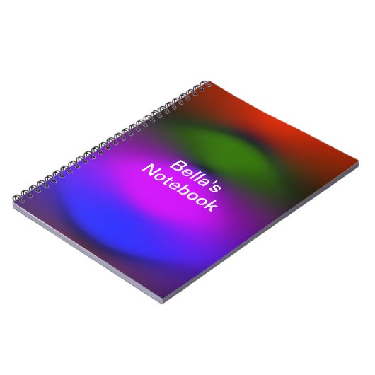 Aangepaste Naam toevoegen Neon Blauw, Paarse, Groe Notitieboek (Linkerzijde)