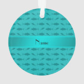 Aangepaste naam tonijn met turquoise blauwvintonij ornament (achterkant)