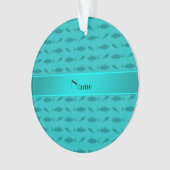 Aangepaste naam tonijn met turquoise blauwvintonij ornament (voorkant)