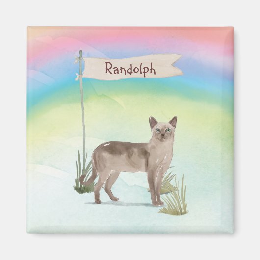 Aangepaste naam Tonkinese Cat Pet Magneet (Voorkant)