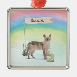 Aangepaste naam Tonkinese Cat Pet Metalen Ornament