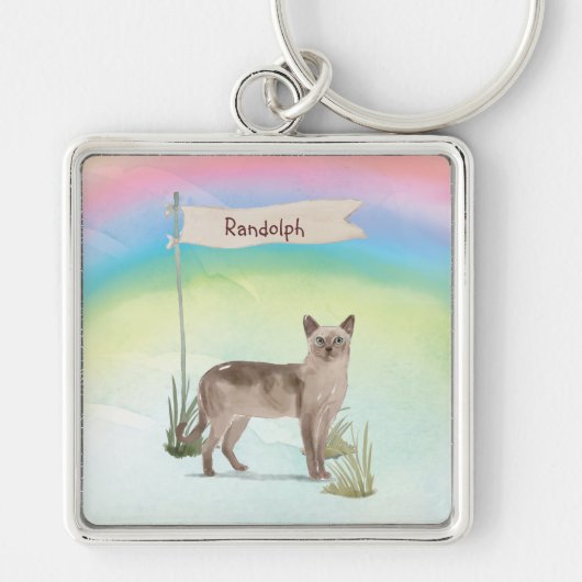 Aangepaste naam Tonkinese Cat Pet Sleutelhanger (Voorkant)