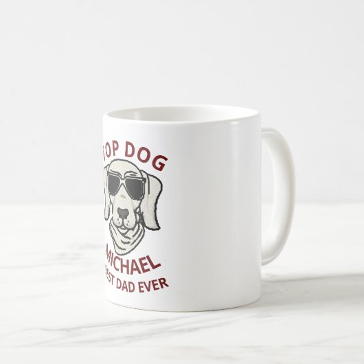Aangepaste naam Top Dog Dad Vaderdag Coffee Koffiemok (Voorkant rechts)