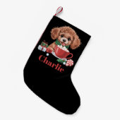Aangepaste naam Toy Poodle-hondenliefhebber Kerst Kleine Kerstsok (Voorkant (Hangend))