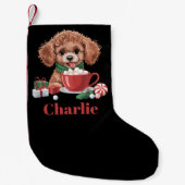 Aangepaste naam Toy Poodle-hondenliefhebber Kerst Kleine Kerstsok (Voorkant)